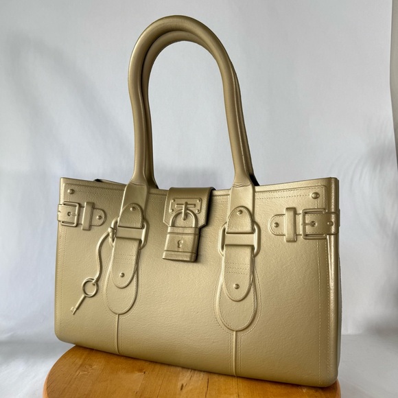 GREAT BAG CO. Model M. 24K GOLD Robert Verdi Project Rubber Purse Tote Handbag - Picture 1 of 15